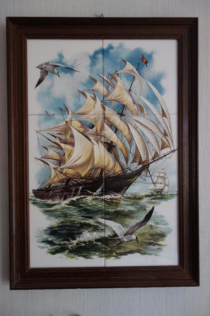 Tegelplateau met zeilboot, Antiek en Kunst, Ophalen of Verzenden