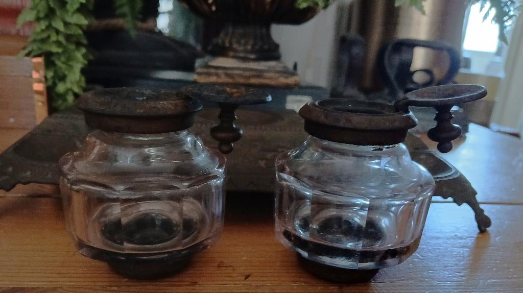 Antiek inktstel metaal E.G. Zimmermann Hanau Duitsland, Antiek en Kunst, Curiosa en Brocante, Ophalen of Verzenden