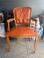Elegante fauteuil in rococostijl met lederen bekleding, Ophalen, Gebruikt, Minder dan 75 cm, 50 tot 75 cm