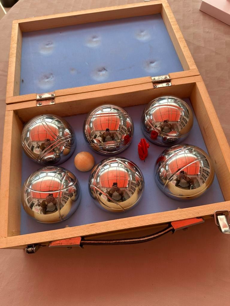 Zgan Jeu de Boels set in mooie houten kist. Compleet, Ophalen of Verzenden, Zo goed als nieuw, Bal