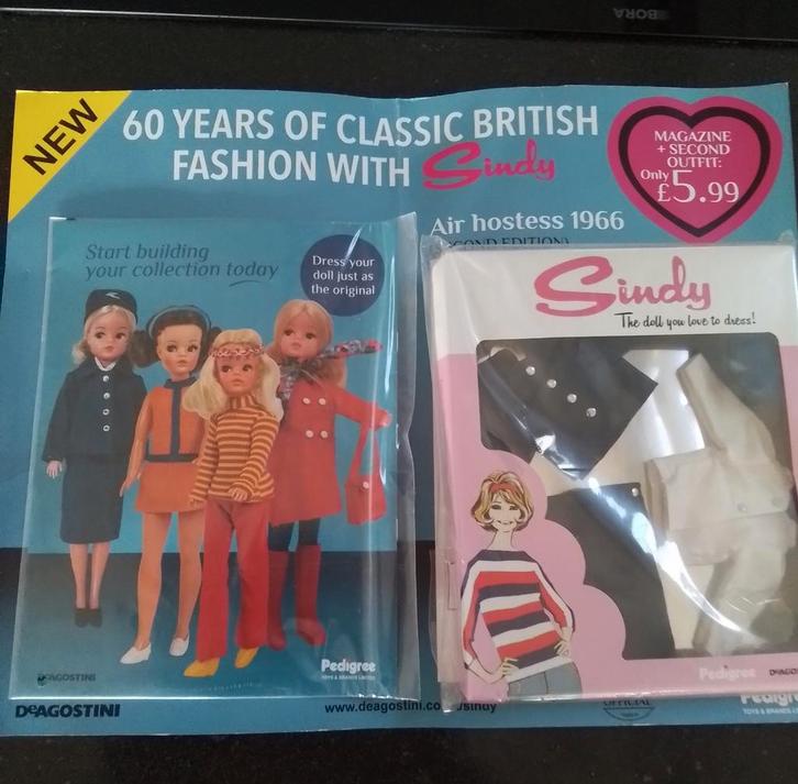 Sindy doll, replica Air Hostess 1966, Deagostini UK, ongeope, Kinderen en Baby's, Speelgoed | Poppen, Nieuw, Overige typen, Ophalen of Verzenden