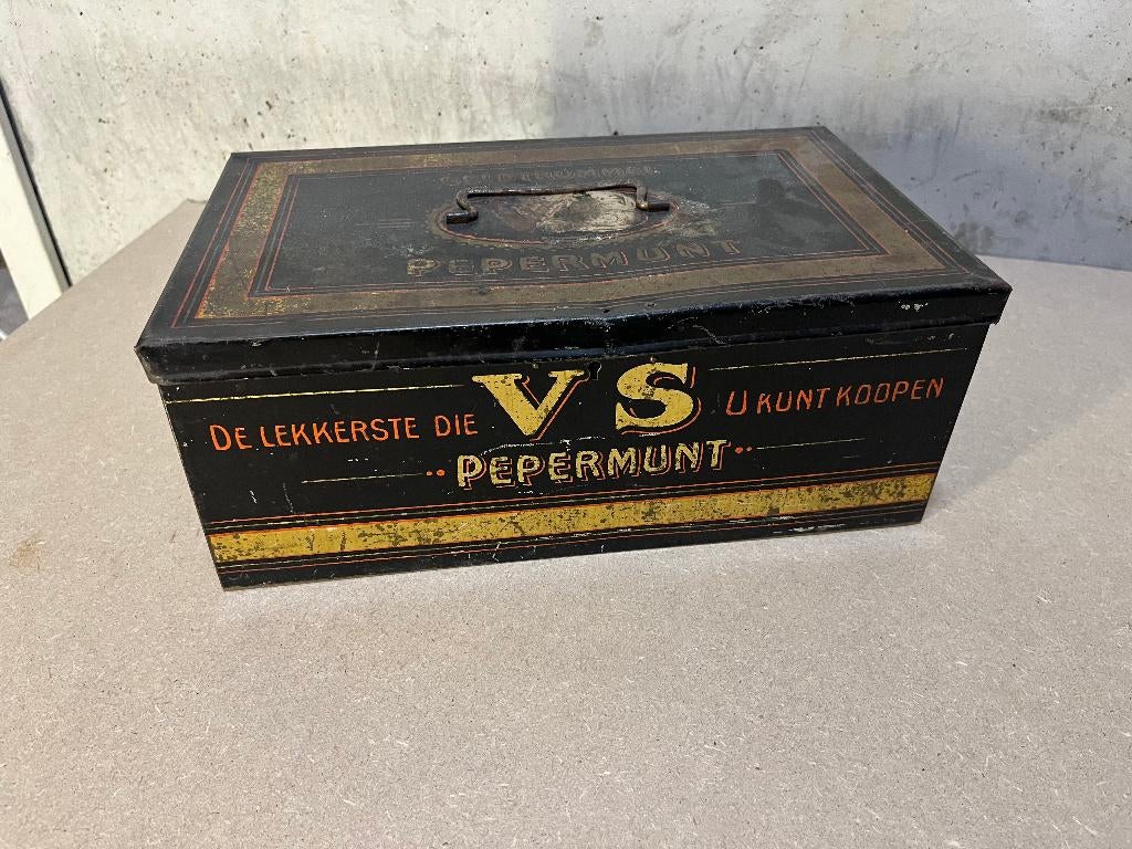 Blik VS Pepermunt " Geldkistje", Verzamelen, Blikken, Ophalen of Verzenden, Gebruikt, Overige, Overige merken