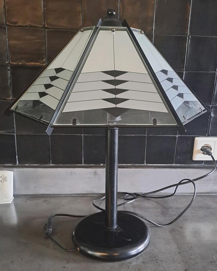 Vintage tafellamp, Ophalen, Glas, Minder dan 50 cm