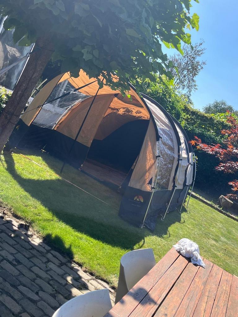 Safarica katoenen tent 4 pers. z.g.a.n. incl. opbergkast, Caravans en Kamperen, Tenten, tot en met 4, Zo goed als nieuw, Ophalen