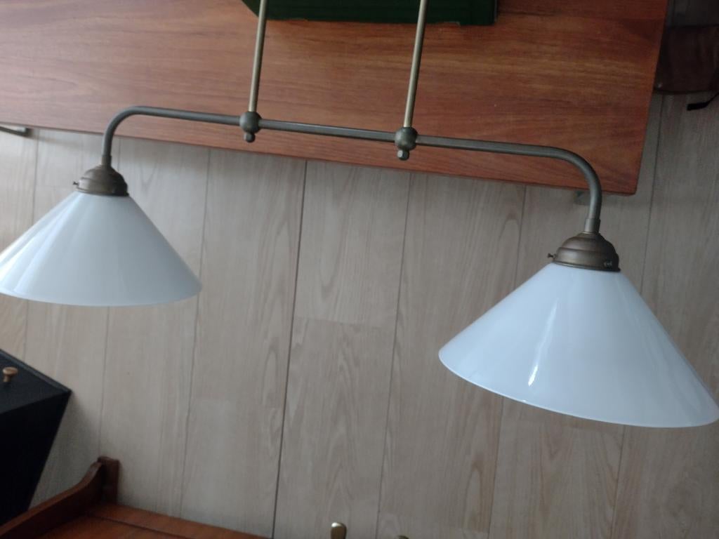 Retro, vintage hanglamp, hoogte verstelbaar, met katrollen, Ophalen, Gebruikt