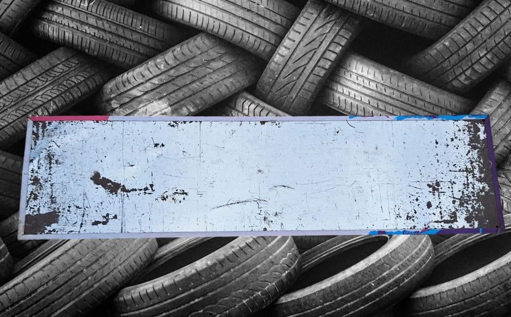 Vintage Dunlop Stabilarge banden Audiscope reclamebord., Reclamebord, Gebruikt, ., Ophalen of Verzenden