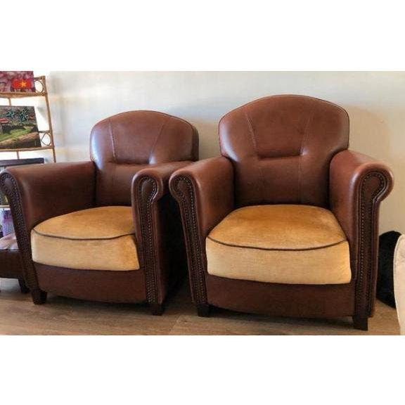 Lounge Fauteuils en poefjes| Joris Design | schapenleer, Ophalen, ., Zo goed als nieuw, Art Deco