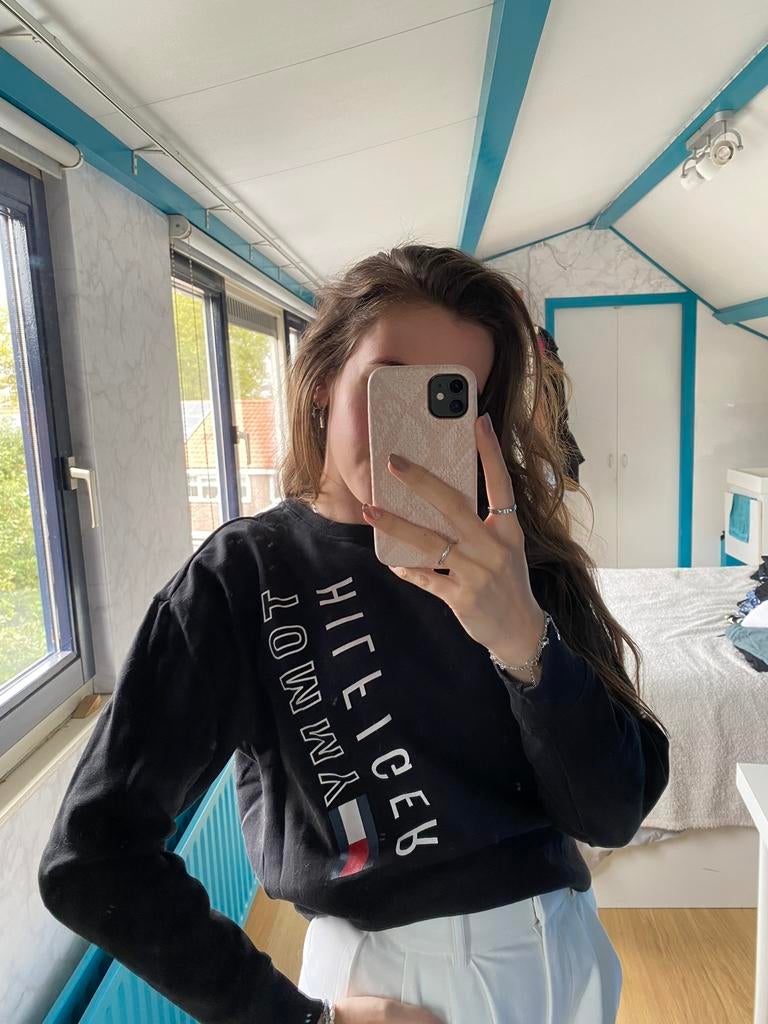 Zwarte Tommy Hilfiger sportcollectie sweater maat S, Ophalen of Verzenden, Zo goed als nieuw, Maat 36 (S), Zwart
