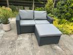 2 persoons Allibert loungebank California met hocker, Kunststof, Hocker, Zo goed als nieuw, Loungeset