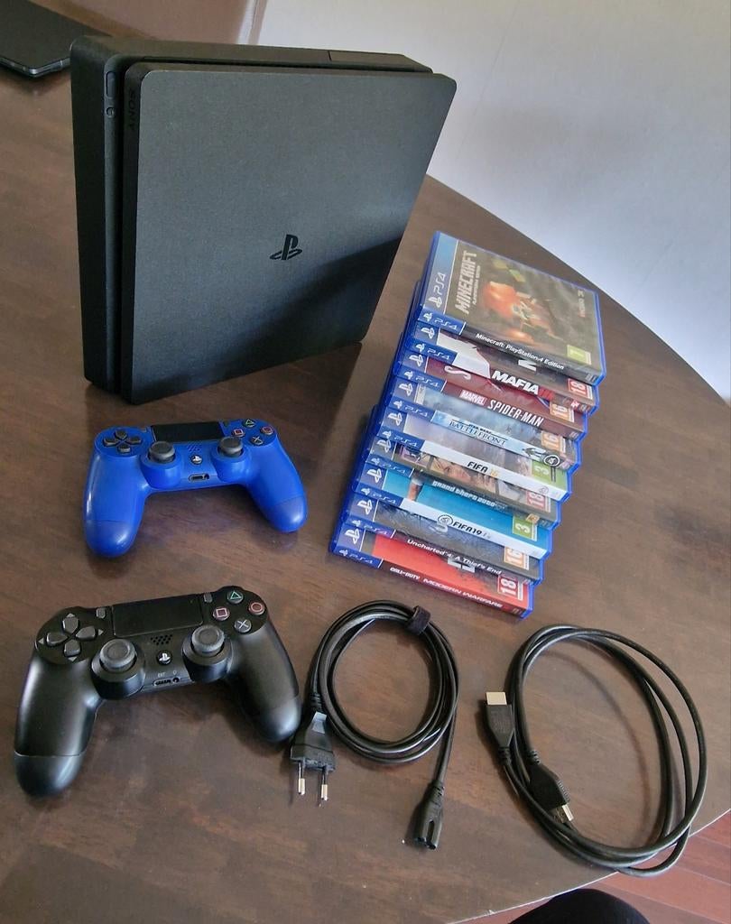 PS4 SLIM 500GB met spelletjes!, Spelcomputers en Games, Ophalen, Met 2 controllers, Slim, 500 GB