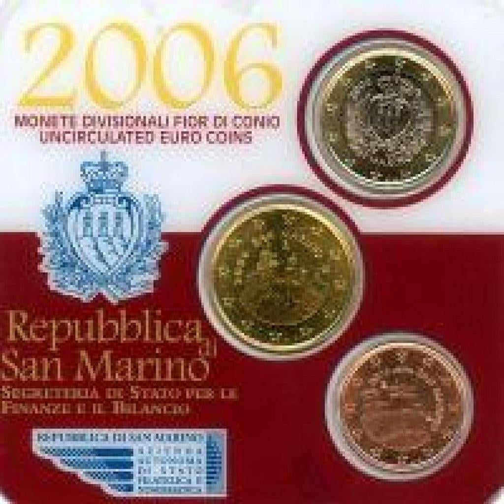 San Marino mini BU set 2006 met 5 en 50 cent en 1 euro, Ophalen of Verzenden, San Marino, Overige waardes, Setje