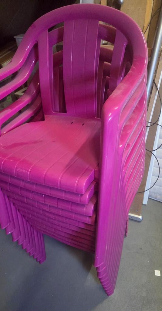 10 roze kuipstoelen, Tuin en Terras, Ophalen, Zo goed als nieuw, Kunststof