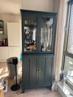 Kast met vitrinedeuren, donker blauwgroen, Ophalen, 50 tot 100 cm, 150 tot 200 cm, 25 tot 50 cm