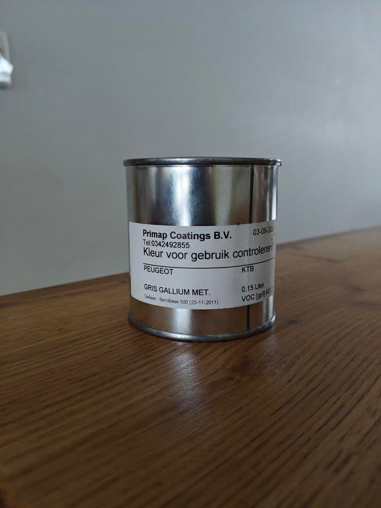 Autolak zilvergrijs Peugeot Gris Gallium Met. 0.15 Liter, Ophalen of Verzenden, Nieuw, Peugeot