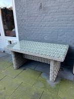 Tuintafel met glasplaat 145x80x65, Tuin en Terras, Tuintafels, Ophalen of Verzenden, Gebruikt, Rechthoekig, Aluminium