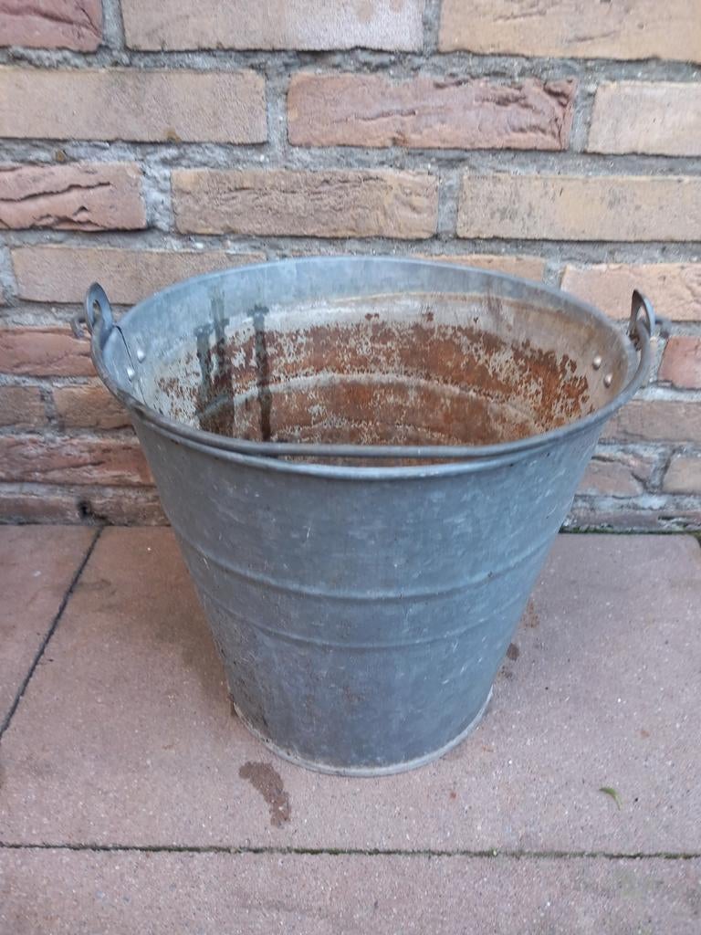 Vintage Zinken Emmer - Decoratief en Robuust, Antiek en Kunst, Ophalen