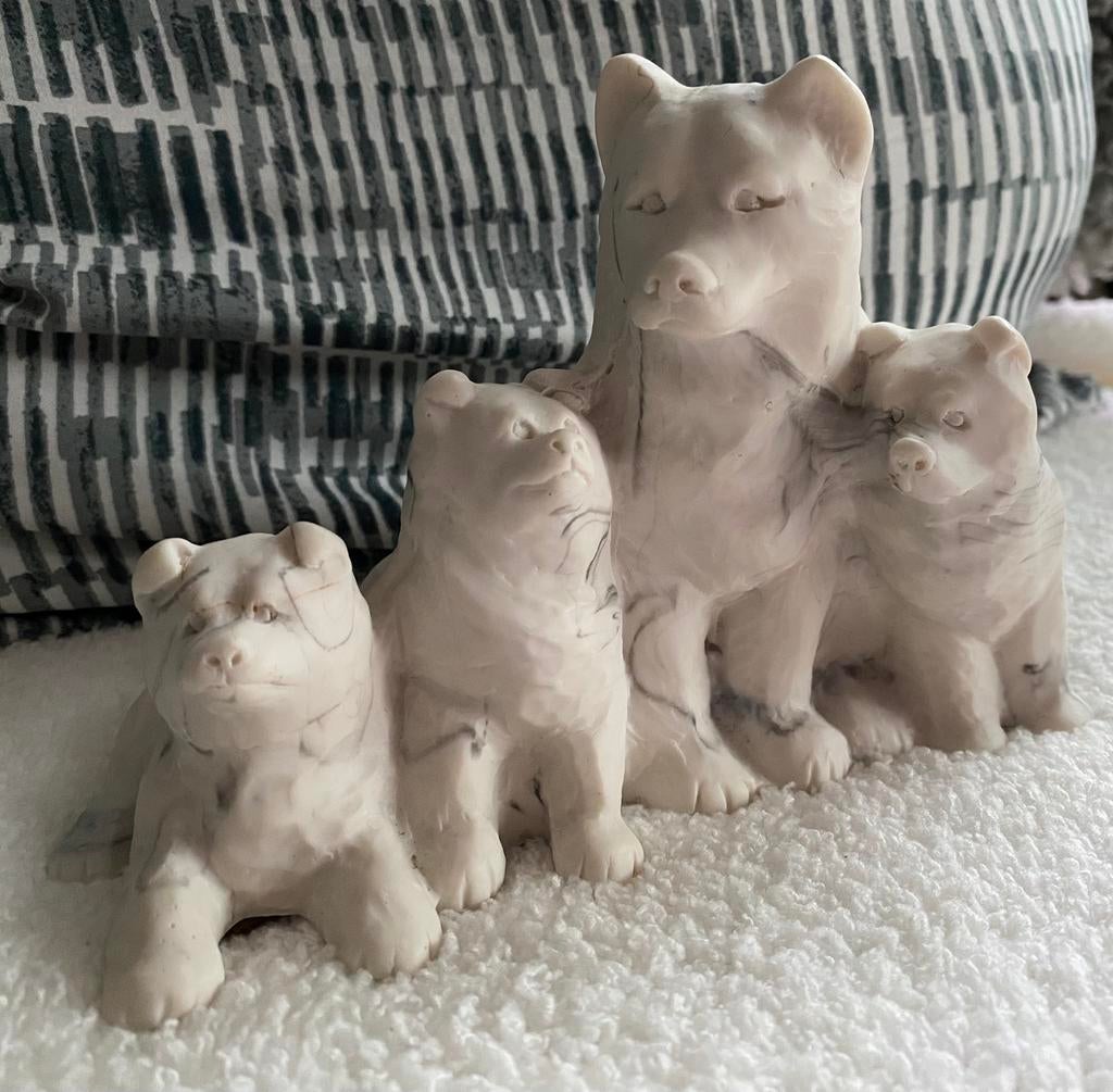 Vintage Aarktik Husky Family Sculptuur, Verzamelen, Beelden en Beeldjes, Ophalen of Verzenden, Zo goed als nieuw, Dier