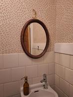 Ovale vintage brocante spiegel met houten lijst, spiegeltje, Minder dan 100 cm, Minder dan 50 cm, Gebruikt, Ophalen of Verzenden