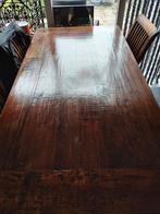 Massief hardhouten eettafel en 4 stoelen, 170x85cm. klassiek, Ophalen, Gebruikt, Klassiek, 4 tot 6 stoelen