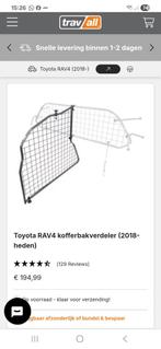 Nieuw Travall hondenrek scheidingsrek RAV4 2018 - nu, Auto diversen, Hondenrekken, Ophalen of Verzenden, Nieuw
