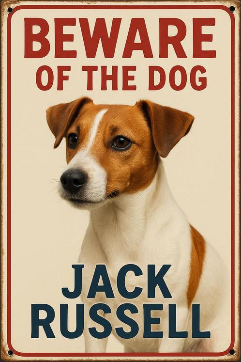 Wandbord Beware Of The Dog “Jack Russell”, Huis en Inrichting, Woonaccessoires | Wanddecoraties, Nieuw, Ophalen of Verzenden