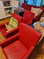 4x rode stoelen kunstleer b56 d67 zithoogte 49, Zo goed als nieuw, Ophalen