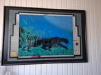 Grote schilderij Poema met spiegel randje, Huis en Inrichting, Ophalen, 125 cm of meer, Schilderij, 75 cm of meer