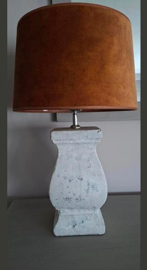 2x Baluster Lampen met Velvet Kappen, Huis en Inrichting, Lampen | Tafellampen, Gebruikt, Minder dan 50 cm, Stof, Overige materialen