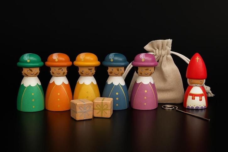 Houten Sinterklaas Peg Dolls, Verzamelen, Poppetjes en Figuurtjes, Nieuw, Ophalen of Verzenden