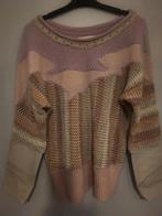 Wollen trui, roze/beige met leren details 42/44, Kleding | Dames, Truien en Vesten, Onbekend, Ophalen of Verzenden, Zo goed als nieuw