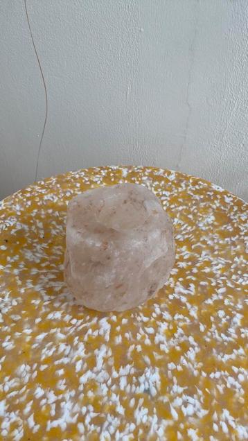 Zoutsteen kandelaar waxine licht kaars houder roze gemstone beschikbaar voor biedingen