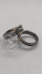 Zilveren/gouden ring Pandora ALE 925 met diamantje, 18 tot 19, Ophalen of Verzenden, Met edelsteen, Dame