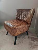 Bruin lederen fauteuil, Ophalen, Zo goed als nieuw, 75 tot 100 cm