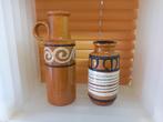 West Germany vaas met oor 29 cm bruin jaren 70 design retro, Gebruikt, Aardewerk of Porselein, ?, Minder dan 50 cm