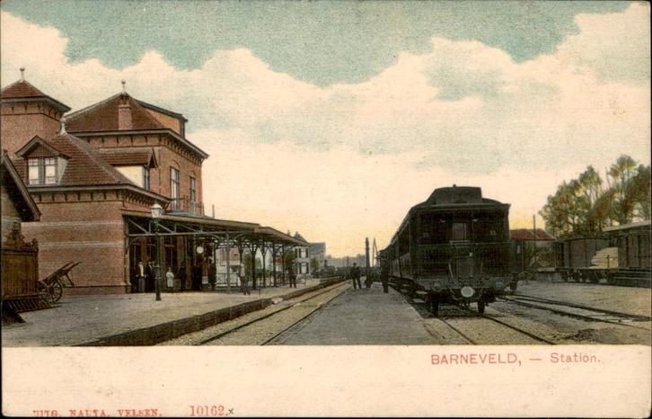 Barneveld Station met stoomtrein uitg Nauta 1904, Verzamelen, Ansichtkaarten | Nederland, Ongelopen, Gelderland, Voor 1920, Ophalen of Verzenden