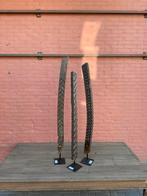 Antieke teakhouten palen op metalen standaard, Ophalen of Verzenden