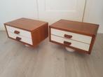 Zwevende teak nachtkastjes, set. Vintage design jaren 60-70, Gebruikt, Minder dan 45 cm, Ophalen of Verzenden, Minder dan 55 cm