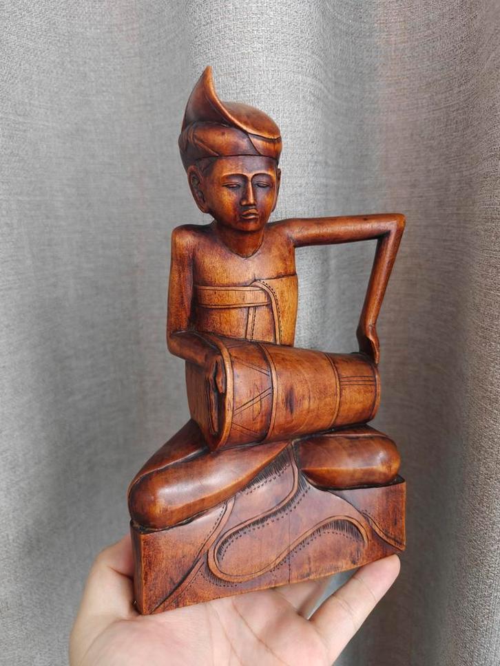 Balinees Houtsnijwerk Muzikant, Antiek en Kunst, Kunst | Beelden en Houtsnijwerken, Ophalen of Verzenden