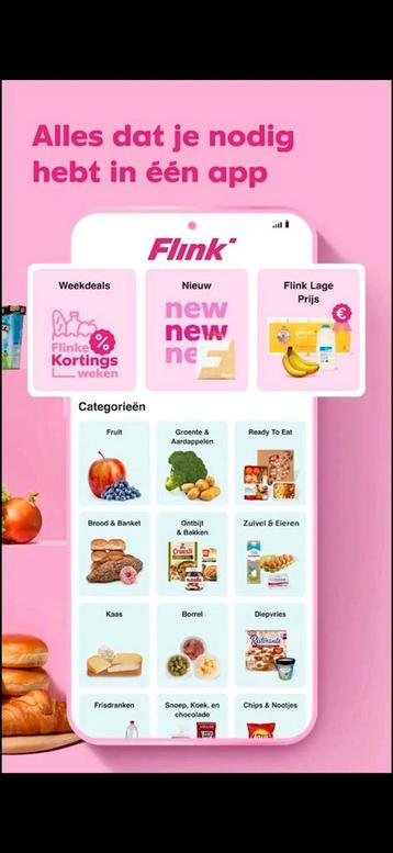 15 euro korting bij supermarkt Flink die thuis bezorgd beschikbaar voor biedingen