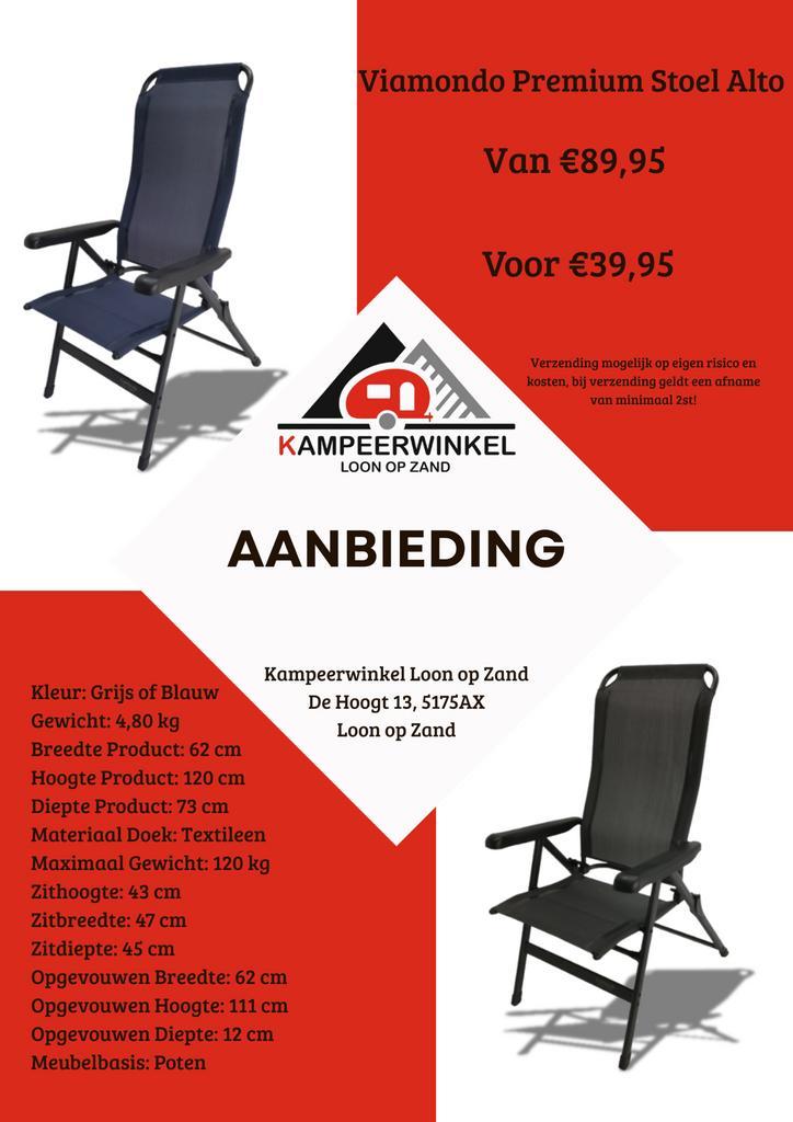 AANBIEDING KAMPEERSTOEL VIAMONDO €39,95🤑, Caravans en Kamperen, Kampeeraccessoires, Nieuw, Ophalen