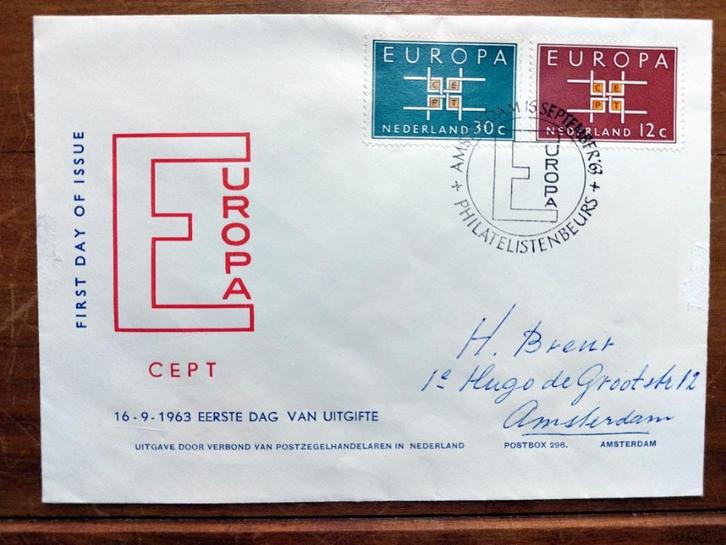 FDC Cept Europa 16-09-1963, beschreven, Postzegels en Munten, Postzegels | Eerstedagenveloppen, Beschreven, Nederland, Verzenden
