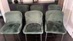 6 x donker groene velvet stoelen, Huis en Inrichting, Stoelen, Ophalen, Gebruikt, Overige kleuren, Boutiqe sjiek