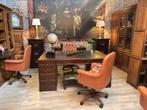 Engels bureau partnerdesk groen leer, Huis en Inrichting, Ophalen, Gebruikt, Info@chesterfieldjunkie.nl, Chesterfield junkie
