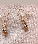 Oorbellen eikel, Verzenden, Nieuw, Goud, Hangers