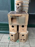 Nestkastjes en vervoerbakje, Verzenden, Gebruikt, Hout