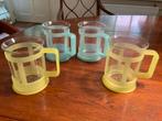 Bodum 4 theekoppen koffiekoppen glas met kunststof houder, Glas of Glazen, Nieuw, Ophalen of Verzenden, Glas