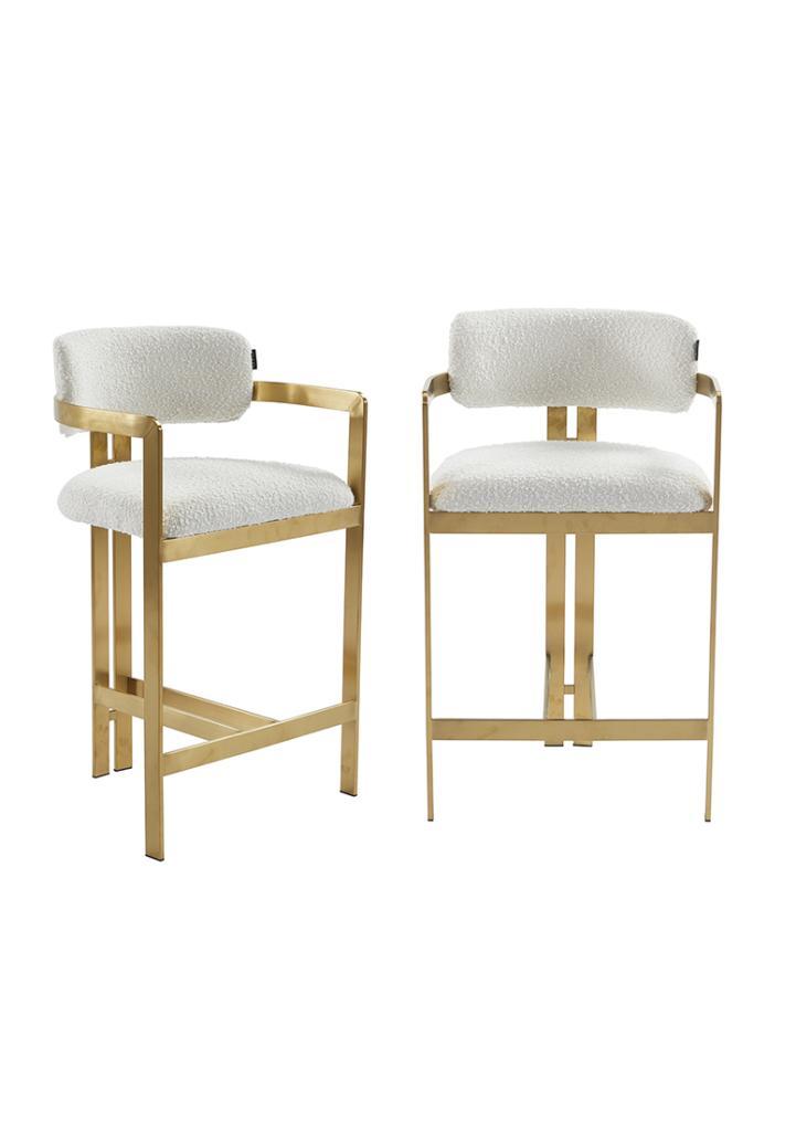 Aurora - Teddy Barkruk - Wit - 2 voor €1500, Huis en Inrichting, Barkrukken, Nieuw, 1 kruk, Ophalen of Verzenden