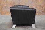 ZGANieuw zwarte leren Rolf Benz 322 design bank, Huis en Inrichting, Banken | Bankstellen, Ophalen, Design, 150 tot 200 cm, Tweepersoons