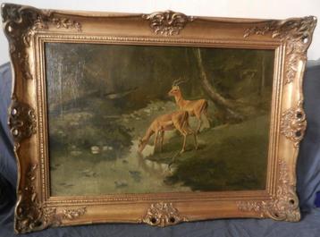 Olieverf Lavend hertenpaar Theo Goedvriend  beschikbaar voor biedingen