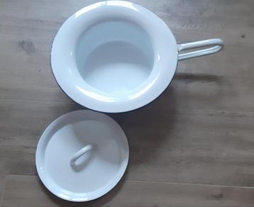 Emaille Bedpan met Deksel - Vintage beschikbaar voor biedingen